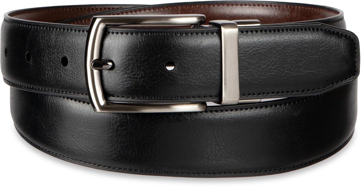 Haggar mens 2-in-1 Reversible Leather Belt for Dress Pants, Suits, Khakis - Classic, Business Casual, Formal, Work - Image 2