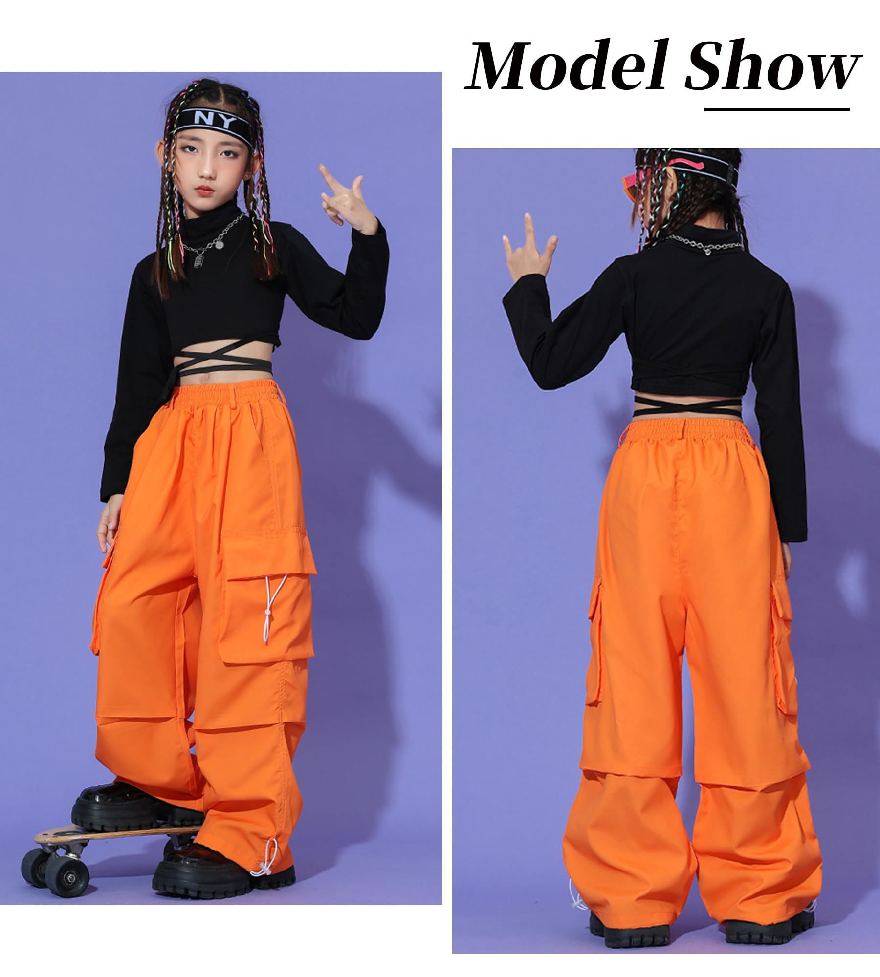 Maeau Pantaloni cargo larghi da ragazza, stile hip hop, pantaloni da danza per bambini Y2K vintage pantaloni sportivi sportivi pantaloni della tuta larghi per la scuola per 3-16 anni