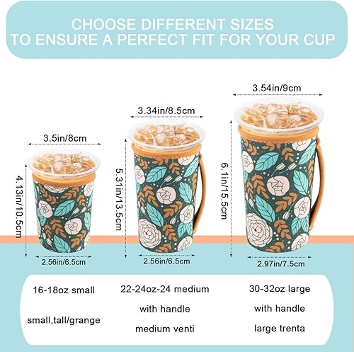 Miniatura 2 de 3 fundas reutilizables de neopreno aisladas para bebidas calientes y frías de Starbucks, Dunkin y más (rosas)