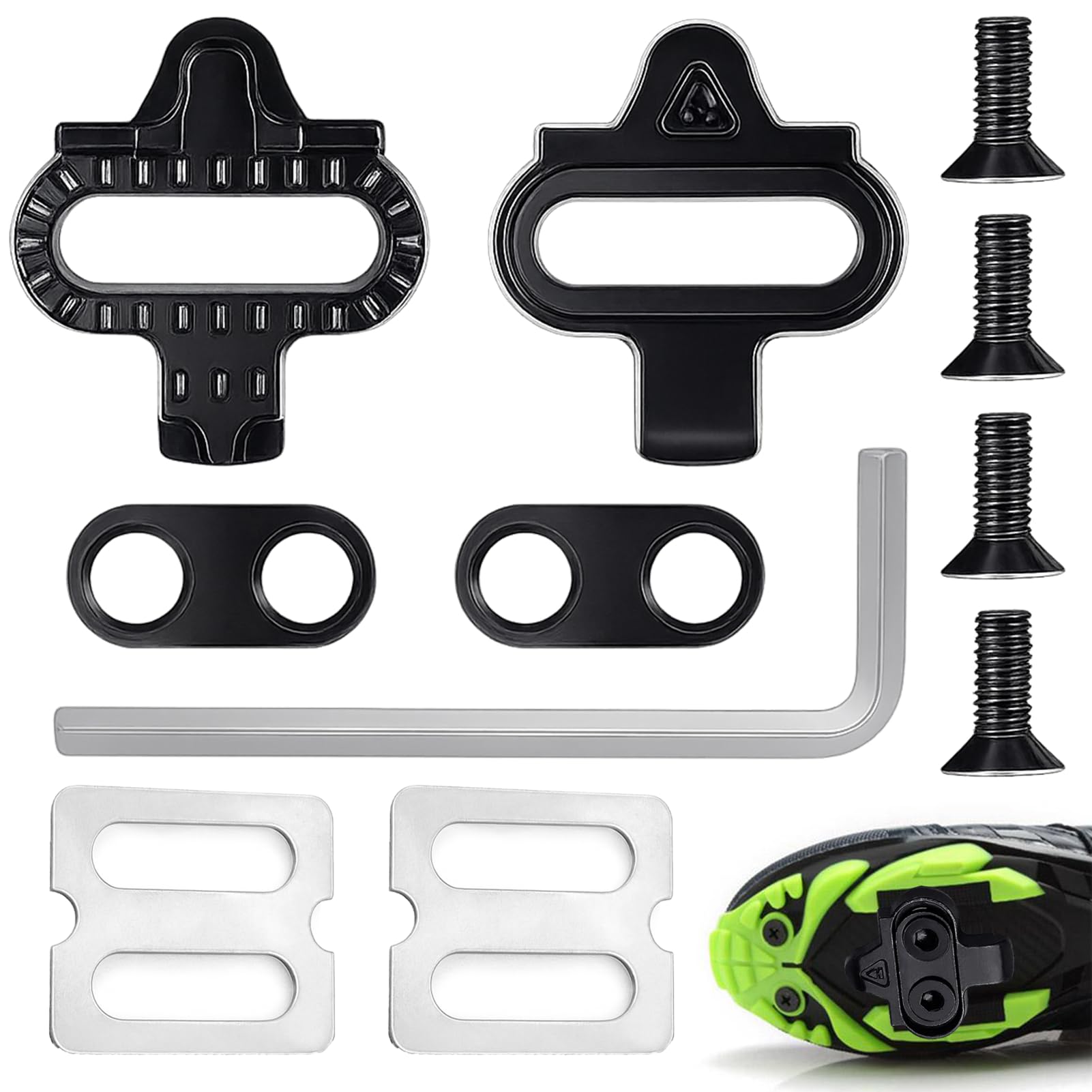 2 Pack SPD Cleats, Cycling Cleats Compatible with Shimano MTB SPD Pedals (SH51), Durable Anti-Slip MTB/Road Bike Cleats for Peloton Cycling Shoe Clipless, Indoor Cycling Spin Bike