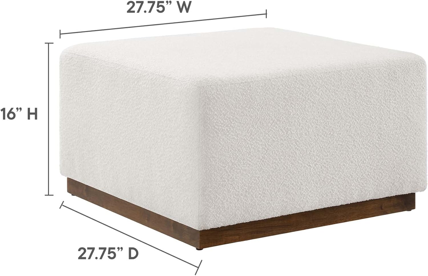 Modway Large 28" Square Boucle Upholstered Upholstered Ottoman