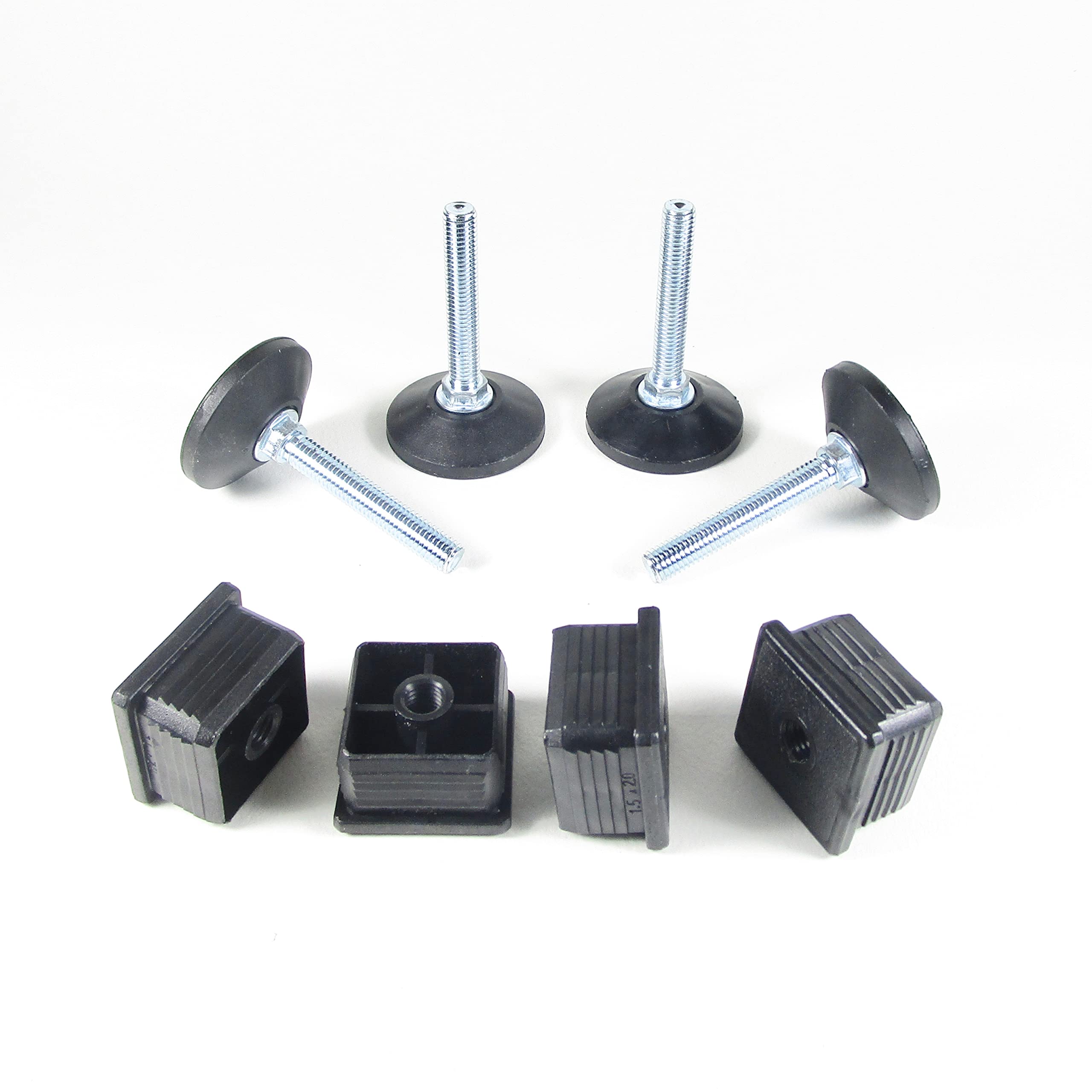 4 Pieds Réglables Pour Table Avec Insert Tube Carré 30mm Noir Et Argent Uxcell