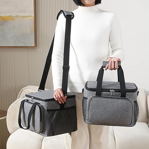 Miniatura 8 de Lonchera térmica para hombres y mujeres, 24 latas a prueba de fugas, lonchera grande para adultos con correa para el hombro, lonchera térmica