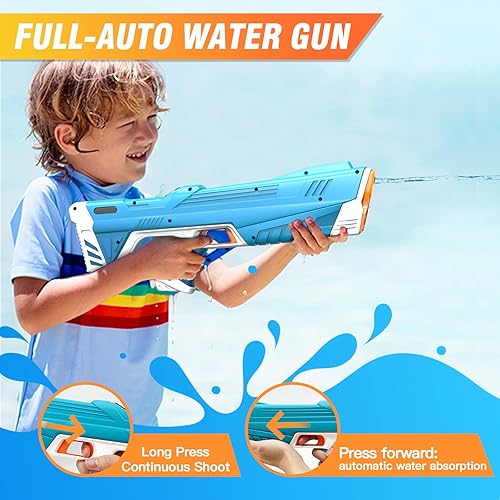 Miniatura 5 de Pistolas de agua eléctricas para adultos y niños, pistola de agua automática de hasta 32 pies de alcance, pistola de chorro de batería recargable