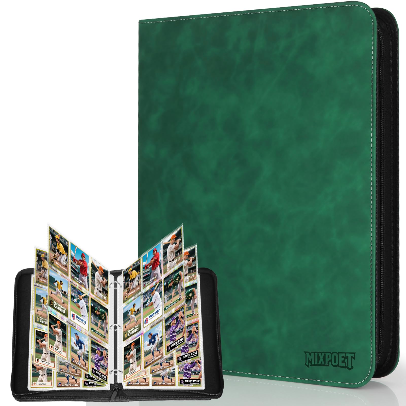MIXPOET Trading Card Binder, Cards Folder Album with Sleeves, 9 Slot 900 Pockets, Collectible Games Storage Holder