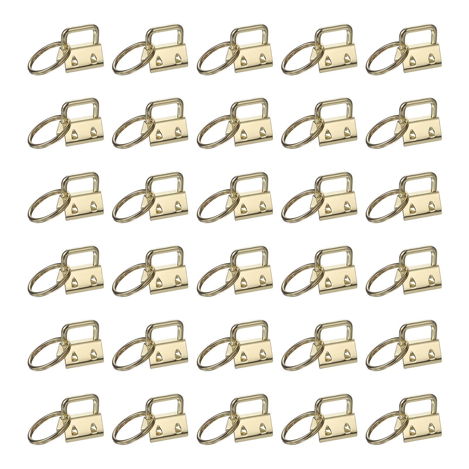 sourcing map 30 Pcs Key Fob Hardware, 0.8in 20mm Wristlet Clasp Sets with Key Rings for Keychain Making Supplies Lanyards Bag DIY Crafts, Gold