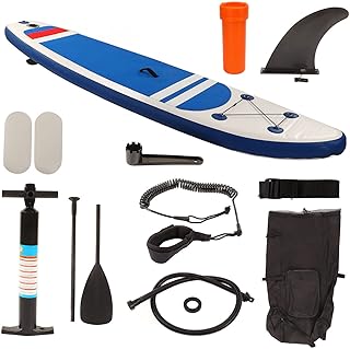 Aramox Inflatable Paddle Board Kit, 2.9m Stand Up Inflatable Paddle Board Set with Hand Pump Repair Kit Portable Foldable Extra Wide Thick Nonslip for Adult