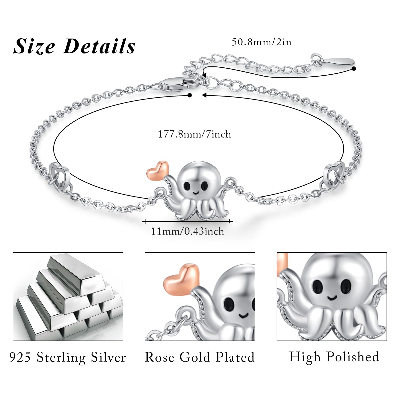 REDSUN Pulsera para mujer de plata de ley 925, alas de ángel/árbol de la vida/margaritas/delfines/gatos/corazón/mariposa/nudo celta, pulsera ajustable de 7 + 2 pulgadas para niñas, novia, esposa,