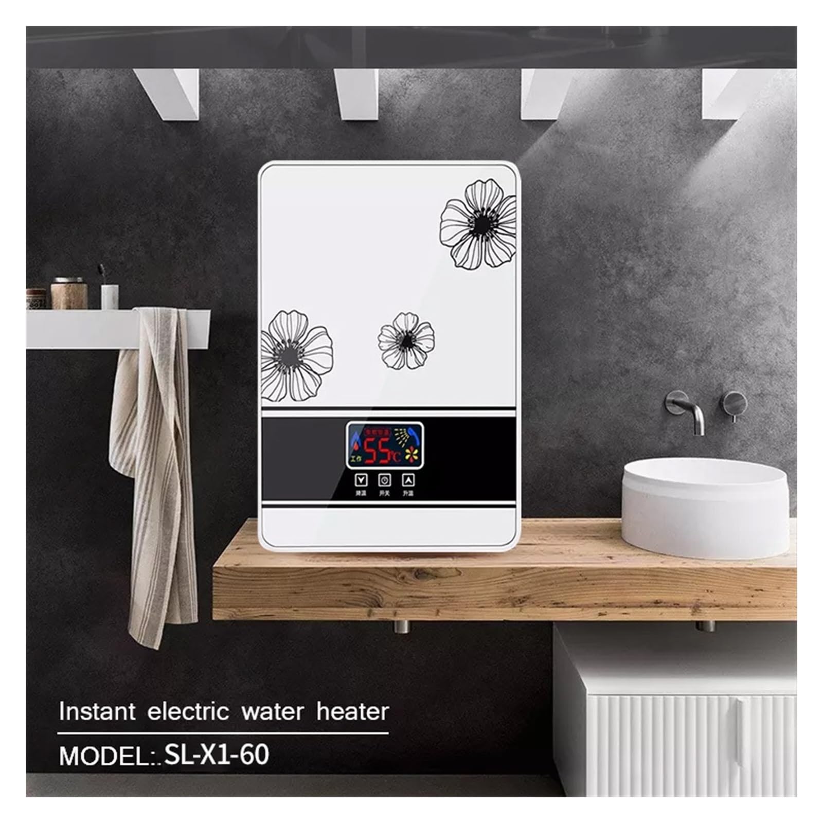 Podgrzewacz wody przepływowy, Natychmiastowy Bezzbiornikowy Podgrzewacz Wody 6000w Termostat Nagrzewnica Indukcyjna Smart Touch Elektryczne Podgrzewacze Prysznicowe Automatica