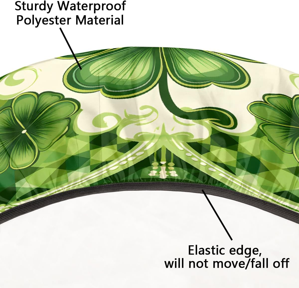 Round Tablecloth with Elastic Edge St. Patrick's Day Fitted Circle Table Cover Wipeable Round Table Cloth for Indoor Outdoor Patio Dining Kitchen Festival Decor for 45-50inch Tables Z- (21)