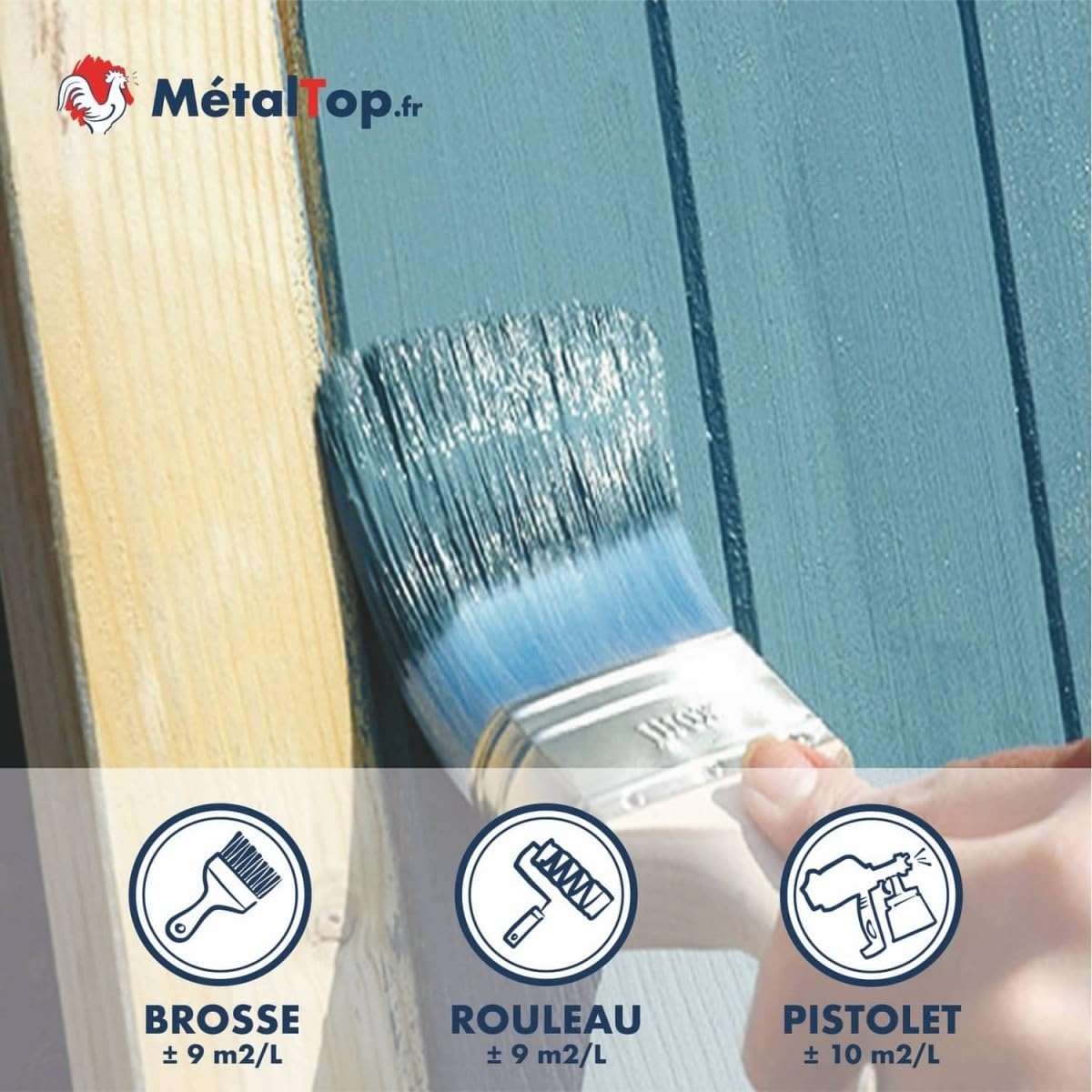 Metaltop - Peinture Bardage Bois - Gris anthracite - RAL 7016-1 L - Protection longue durée pour bois neufs ou anciens, microporeuse et résistante UV
