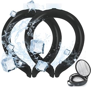 2PCS Neck Cooling Tube with Cold Insulated Bag,Reusable Ice Neck Ring Wearable Body Cooling Products for Summer Heat (Black*2)