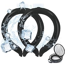 2PCS Neck Cooling Tube with Cold Insulated Bag,Reusable Ice Neck Ring Wearable Body Cooling Products for Summer Heat (Black*2)