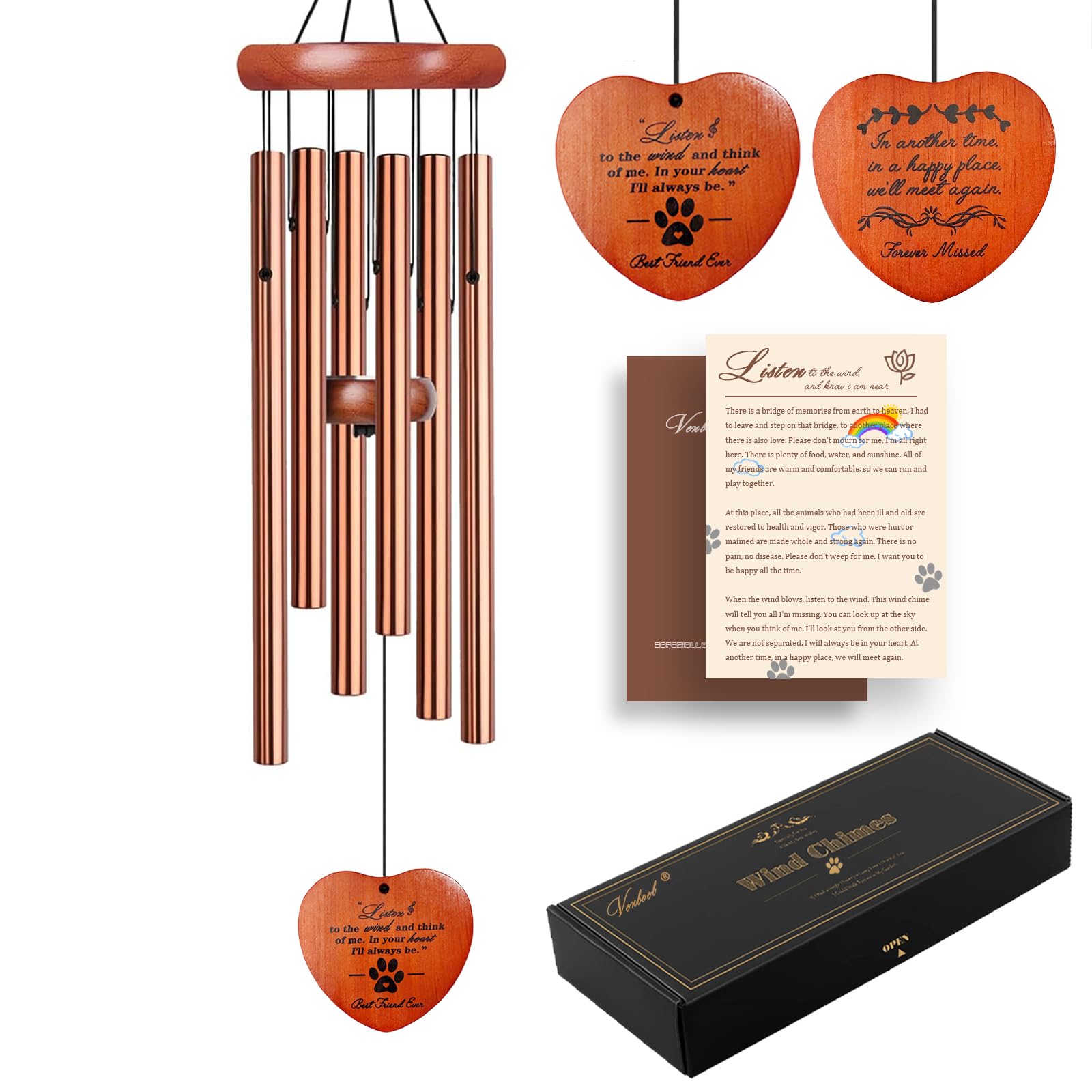 Dog Memorial Gifts, Pet Memorial Gift, 28" Golden Dog Memorial Wind Chime, Pet Loss Remembrance Passing Away Gift