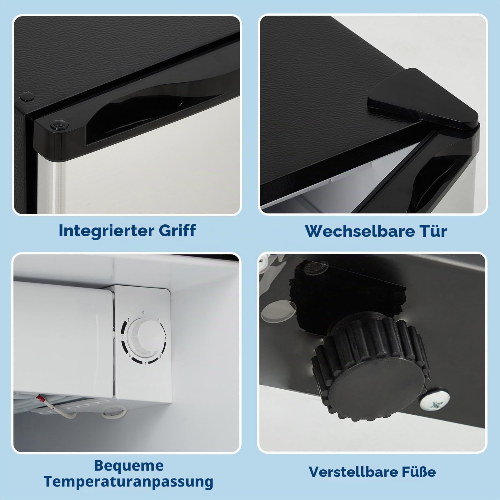 Kühlschrank, Mini Kühlschrank 45L Schnelle Kühlung In Der Chiller Box, 5 Temperaturstufen (0-18℃), 41 dB Leiser Betrieb, Verstellbare Füße, Kompakt, Gemüseschublade, für Zimmer & Büro