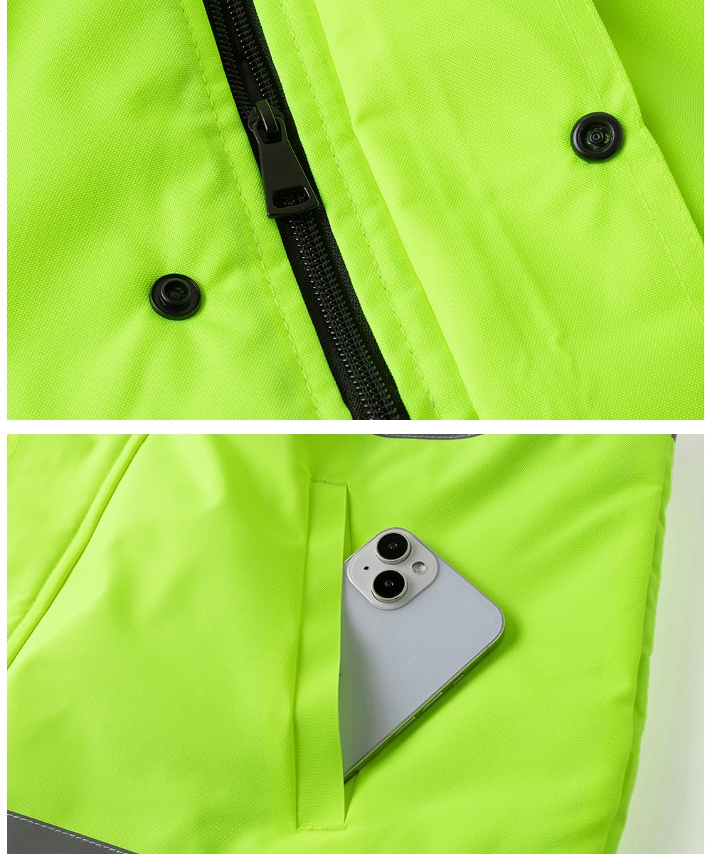 Gilet Imbottito di Sicurezza Riflettente da Uomo Gilet di Sicurezza ad alta visibilitá Invernale Giubbotto Smanicato Catarifrangente