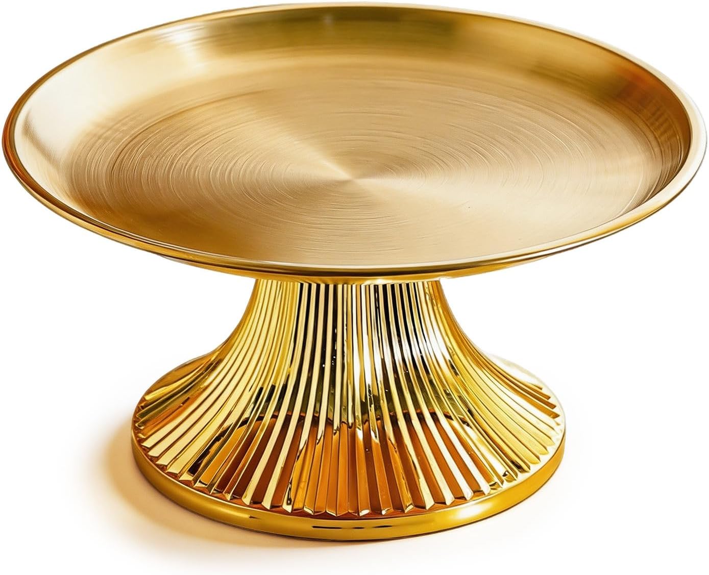Golden Fruit Bowl for Kitchen Counter, Christmas Decorative Tray for Home Decor, Metal Serving Tray for Candy Dish Pedestal Floating Flowers Diwali Candles, Buddhist Offering Plate