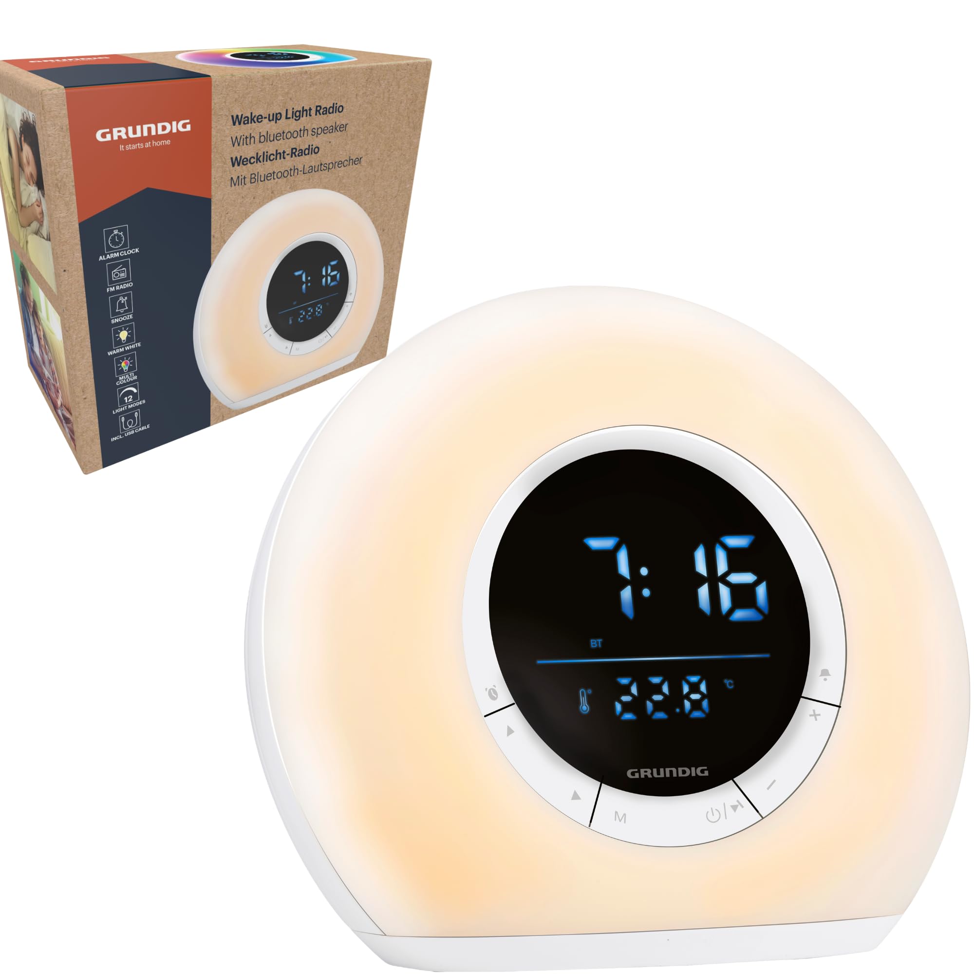 GRUNDIG Luminous Alarm Clock, White