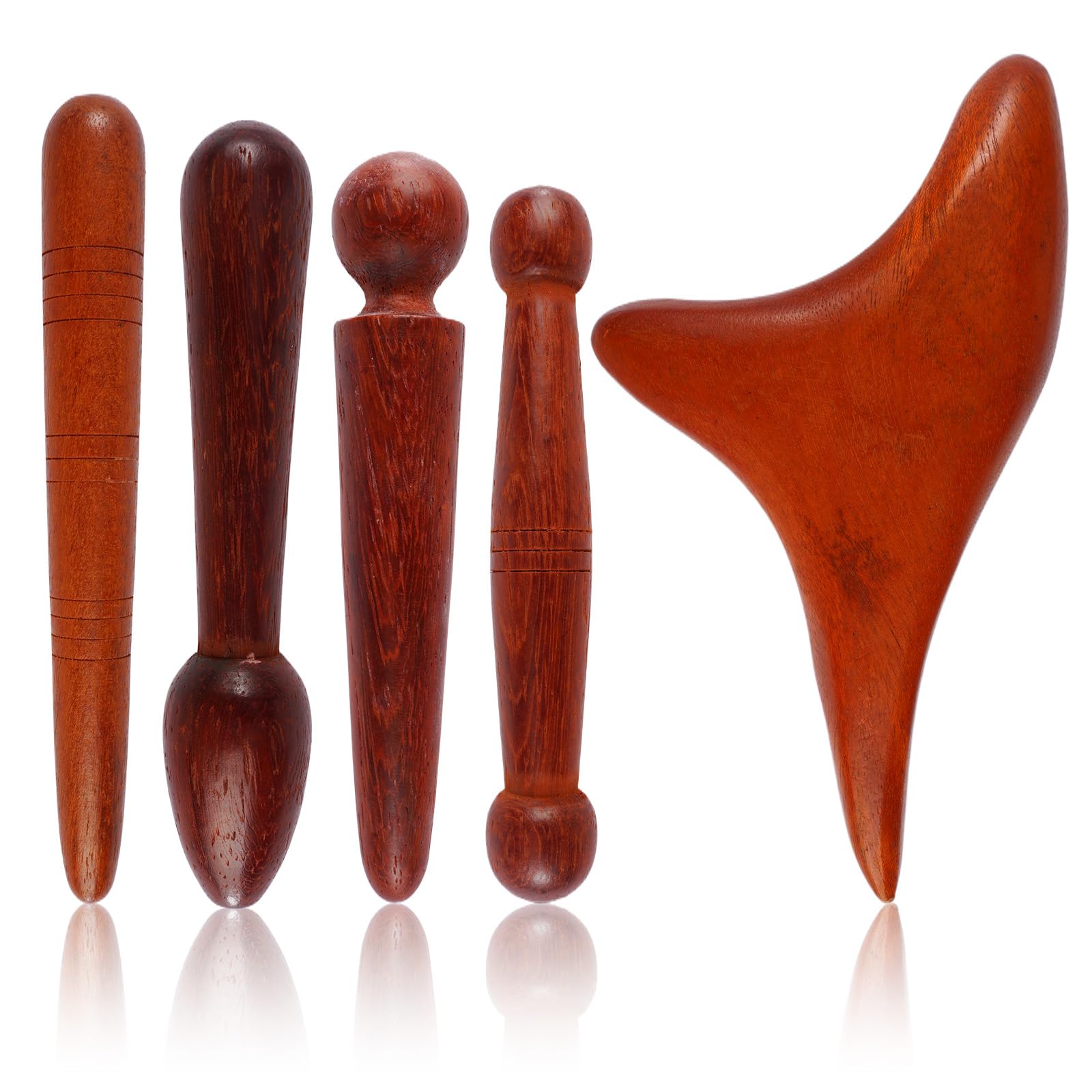 5 Stück Massage Holz,Massagestab Füße, Trigger Holz Akupressurstift | Dreieck-Massagegerät für Schulter Rücken Bein Entspannung, Massageholz Set für Entspannung Füße, Nacken, Schultern und Arme