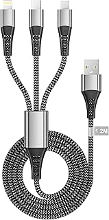 Multi cabo de carregamento [1,2 m], 3 em 1 multi USB carregador cabo de nylon cabo USB cabo carregador móvel com micro U...