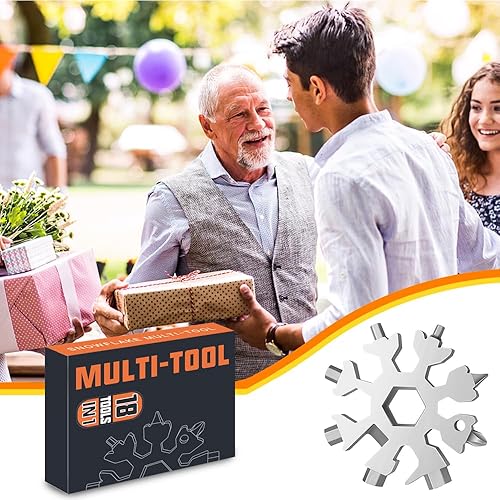 Miniatura 5 de Regalos navideños para hombres y padres, multiherramienta 18 en 1 de copo de nieve plateado y tarjeta de crédito negra 20 en 1, regalos de Navidad