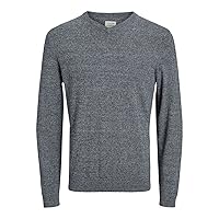 Jack & Jones - Maglione da Uomo Jjebasic con Scollo a V Grigio (Navy Blazer Dettagli:)
