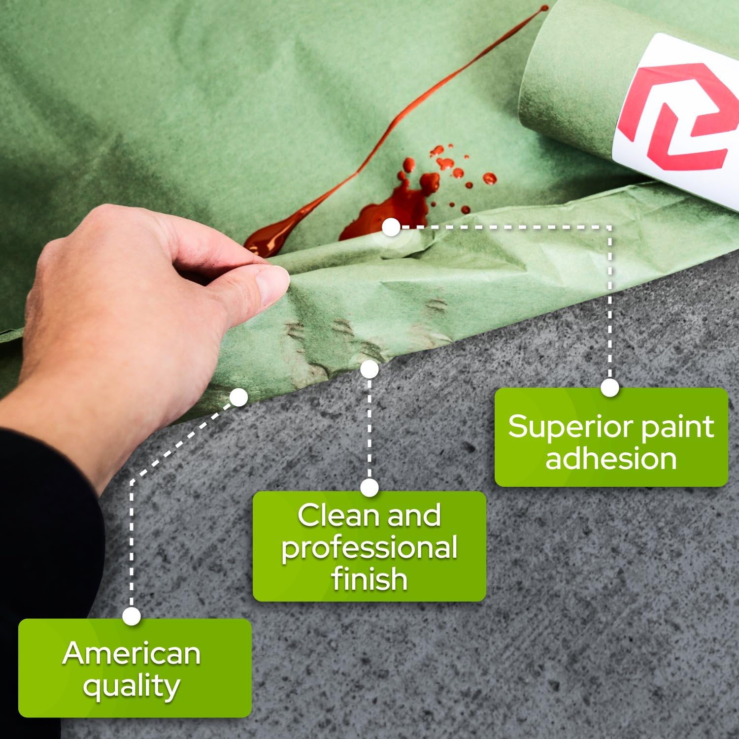 Papel de enmascarar verde de 12 pulgadas x 60 yardas con protección adicional al aceite para industrias de pintura automotriz (paquete de 4) – Papel de enmascarar fabricado en Estados Unidos