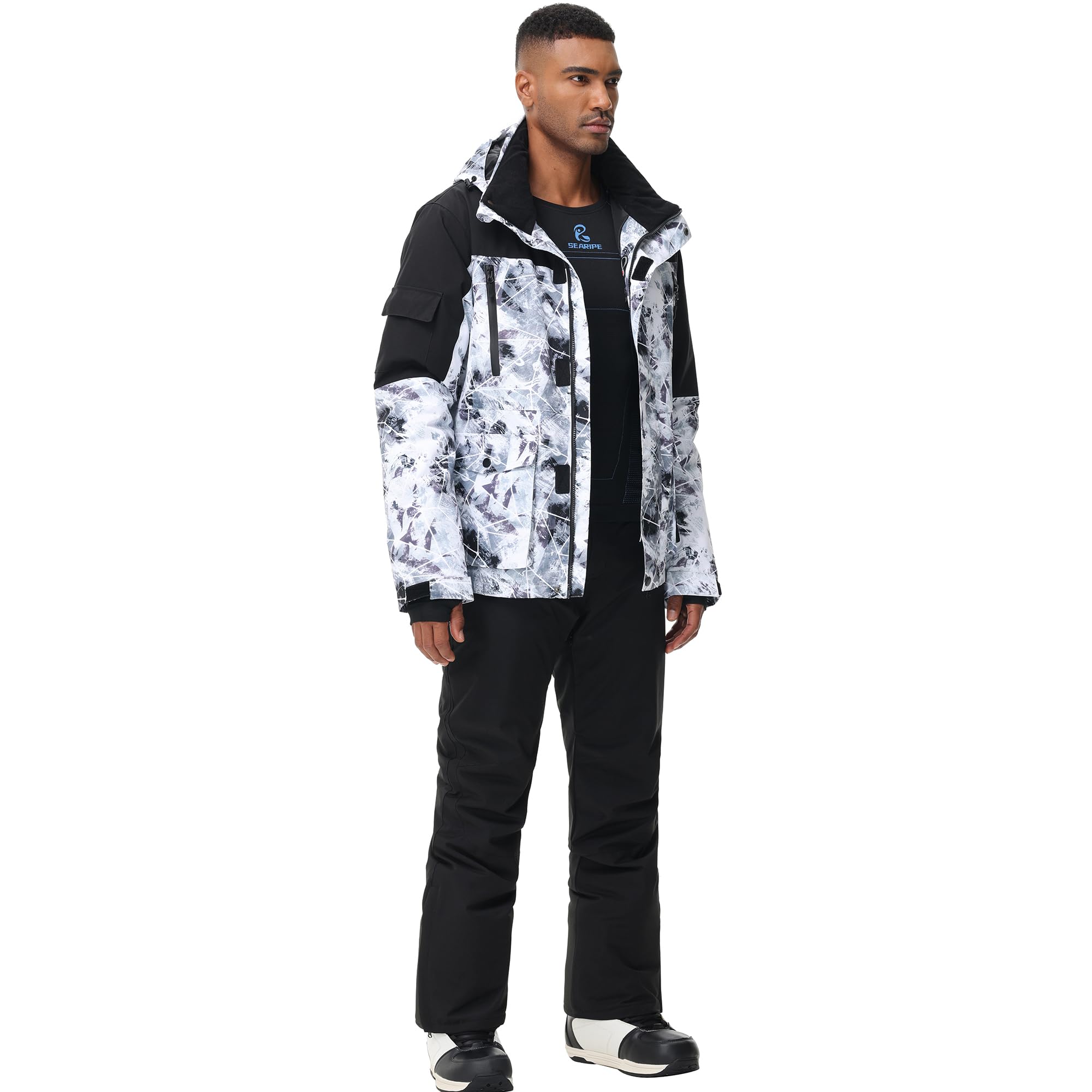 ALSOGO Trajes de esquí para hombre, 2 piezas, juegos de snowboard impermeables a prueba de viento invierno cálido chaqueta de esquí y pantalones conjunto para esquiar snowboard escalada