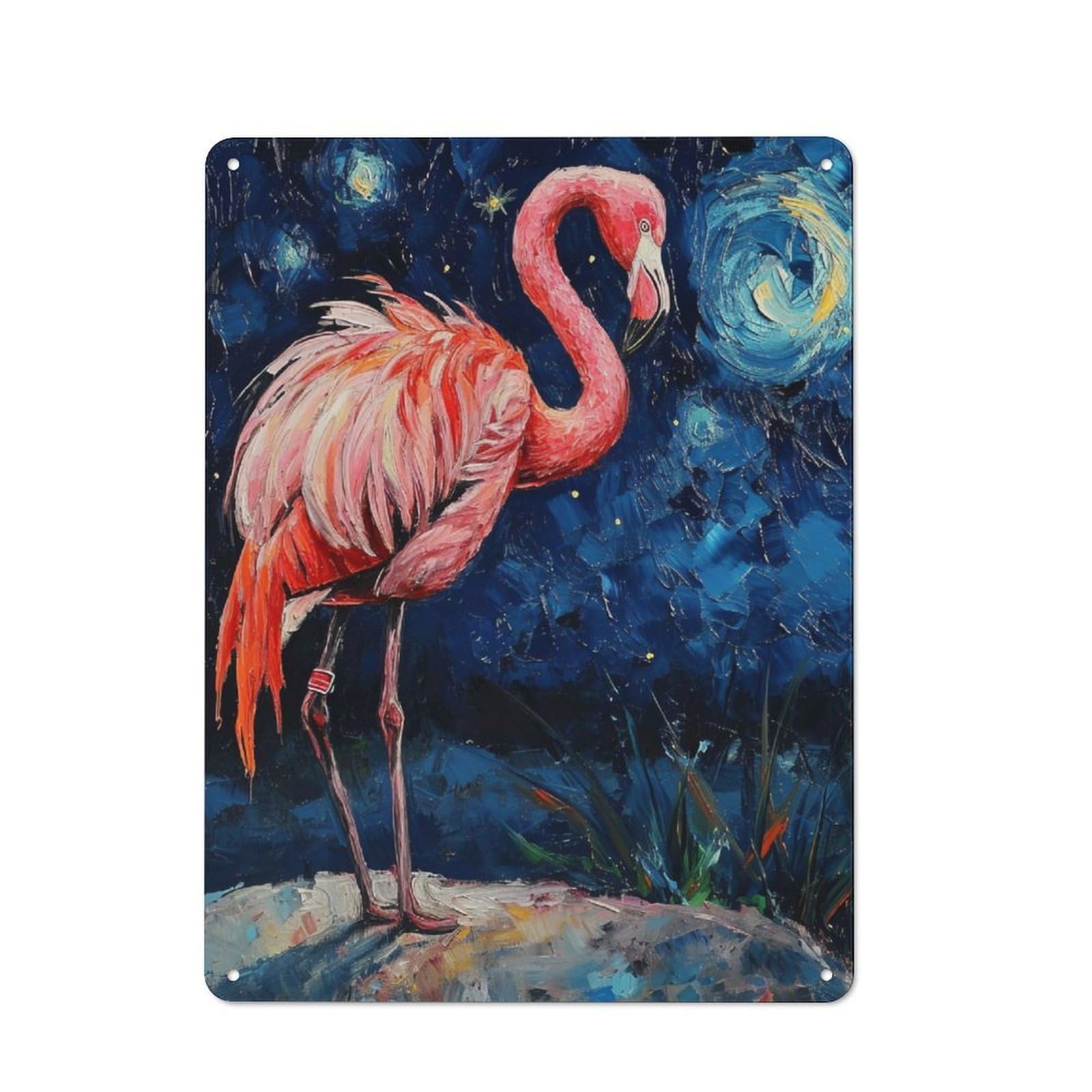 Junmoney Flamingo Serenade Tin Wall Plaque With Design 40X30cm, Country Vintage Cottage Wall Art For Kitchen, Cottage, Porch Or Garden Room