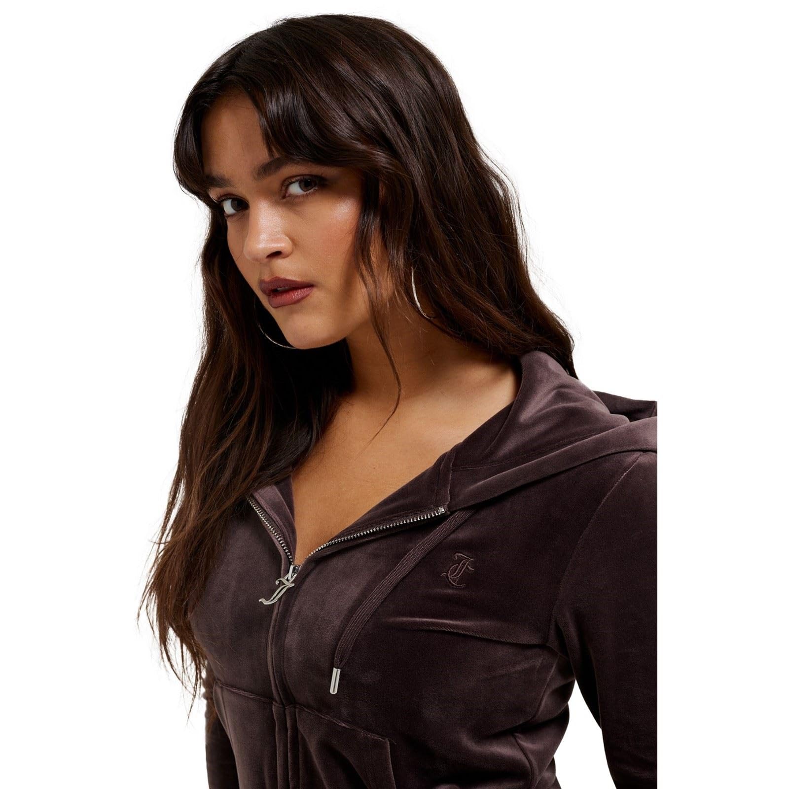 Juicy Couture Robertson Classic Polyester Women's Brown Hooded Sweatshirt - L