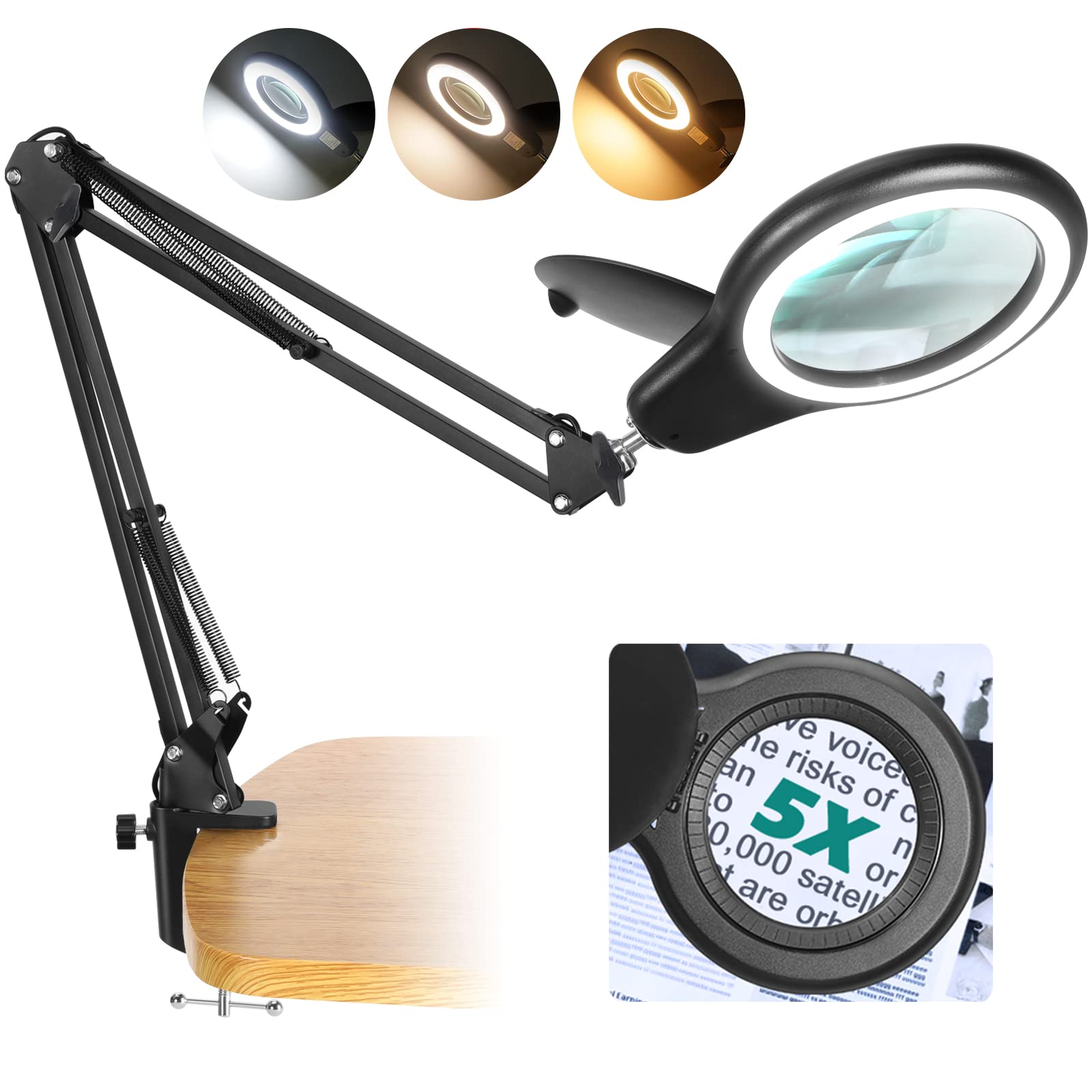 Buy TOMSOO Magnifying Glass with Light and Stand, 5X Real Glass LED