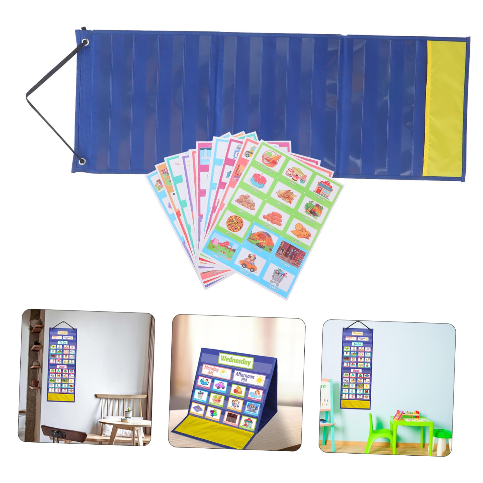 SEWACC Calendario Visual Colgante Para Niño Niña Agenda Escolar Semanal y Diaria Tabla De Tareas Resistentes Para Responsabilidad Infantil Planificador Actividades Hogar y Escuela Azul