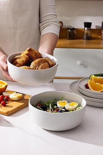 Miniatura 3 de AmorArc Juego de 2 cuencos de cerámica grandes de 38 onzas  Cuencos de cerámica blanco mate para servir, sopa, ensalada, ramen, avena, pasta,