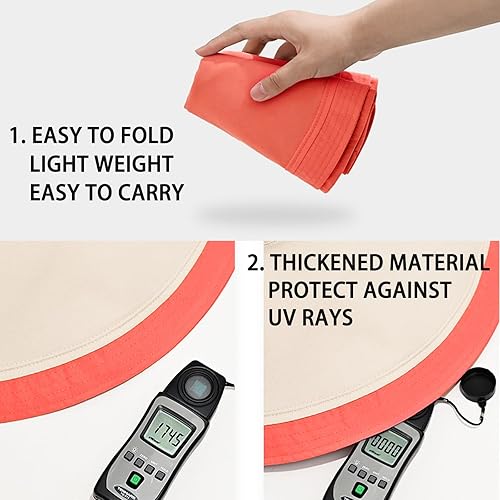 Miniatura 6 de Sombrero de sol de ala ancha de 7 pulgadas para mujer, sombrero grande plegable con protección UV, se puede llevar en ambos lados