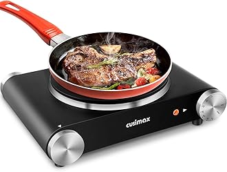 Electric Burner Hot Plate for Cooking Cast Iron hot plates, Adjustable Temperature Control, Non-Slip Rubber Feet Stainless Steel Easy to Clean, Your Kitchen Assistant