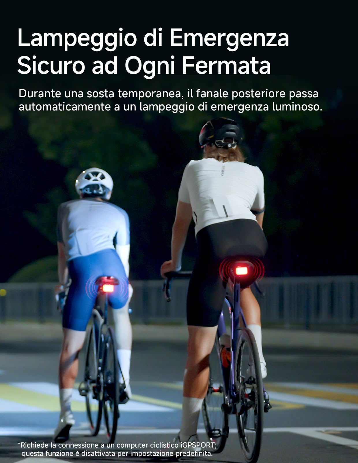 iGPSPORT ET6 Luce Posteriore Bici di Espressione,Sensore Freno | Visibile fino a 1,2 km, Accensione/Spegnimento Automatico, Avviso di Svolta, IPX7, Connessione con il Ciclocomputer iGPSPORT