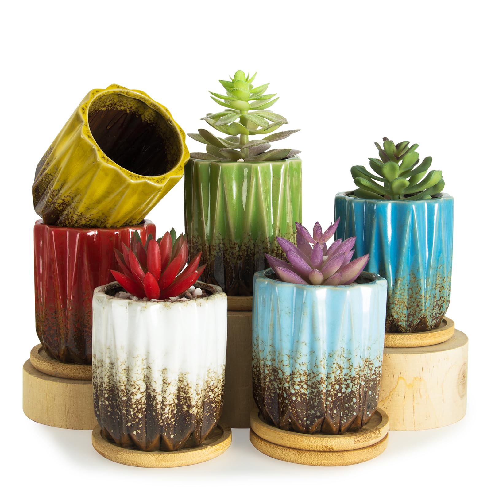Amazon.com: ARTKETTY Succulent Pots - 3.15 Inch Small Plant Pots with  Drainage Trays Set of 6, Ceramic Pots for Indoor Plants Glazed Cactus  Flower Pots Decorative Garden Home : Patio, Lawn & Garden