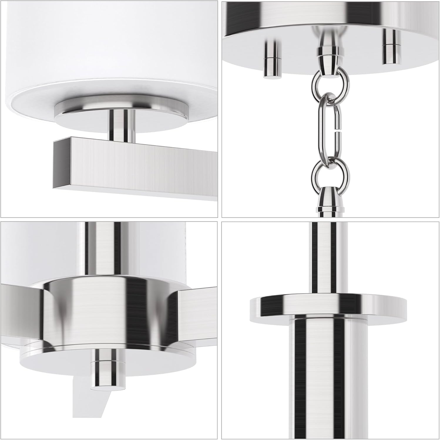 Tawson Talos 3-Light Convertible Chandelier with Brushed Nickel Satin Etched Glass Shade Adjustable Pendant Height for Hallway, Entryway, Passway, Dining, Bedroom, Kitchen, Balcony Living Room