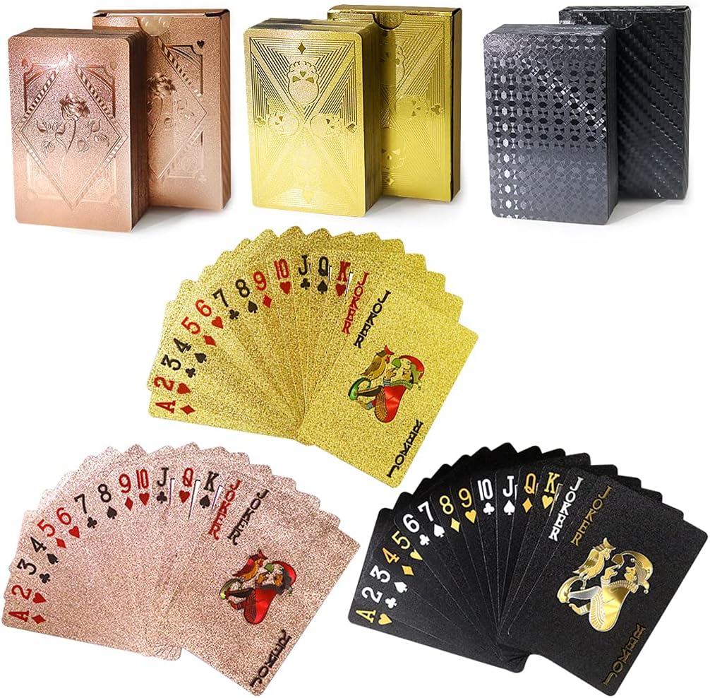 3 Decks Waterproof Playing Cards,Plastic Poker Card with Flexible Case,Deck of Standard Playings Cards Game,Magic Tricks Pool Beach Parties Games,Cool Gadgets Gift for Adults,Gifts for Easter,Birthday