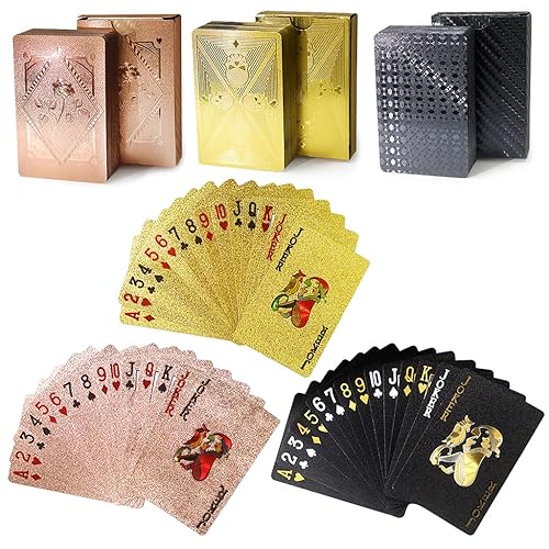 3 Decks Waterproof Playing Cards,Plastic Poker Card with Flexible Case,Deck of Standard Playings Cards Game,Magic Tricks Pool Beach Parties Games,Cool Gadgets Gift for Adults,Gifts for Easter,Birthday