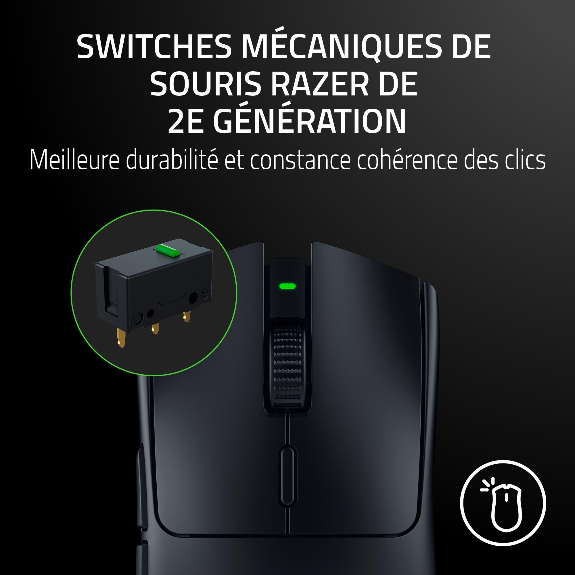Razer Viper V3 HyperSpeed - Souris sans fil pour l’Esport - Capteur optique 30K Focus Pro (Jusqu’à 280 Heures d’Autonomie, Switches Mécaniques de 2e gen, Polling Rate Réel de 4000 Hz) Noir