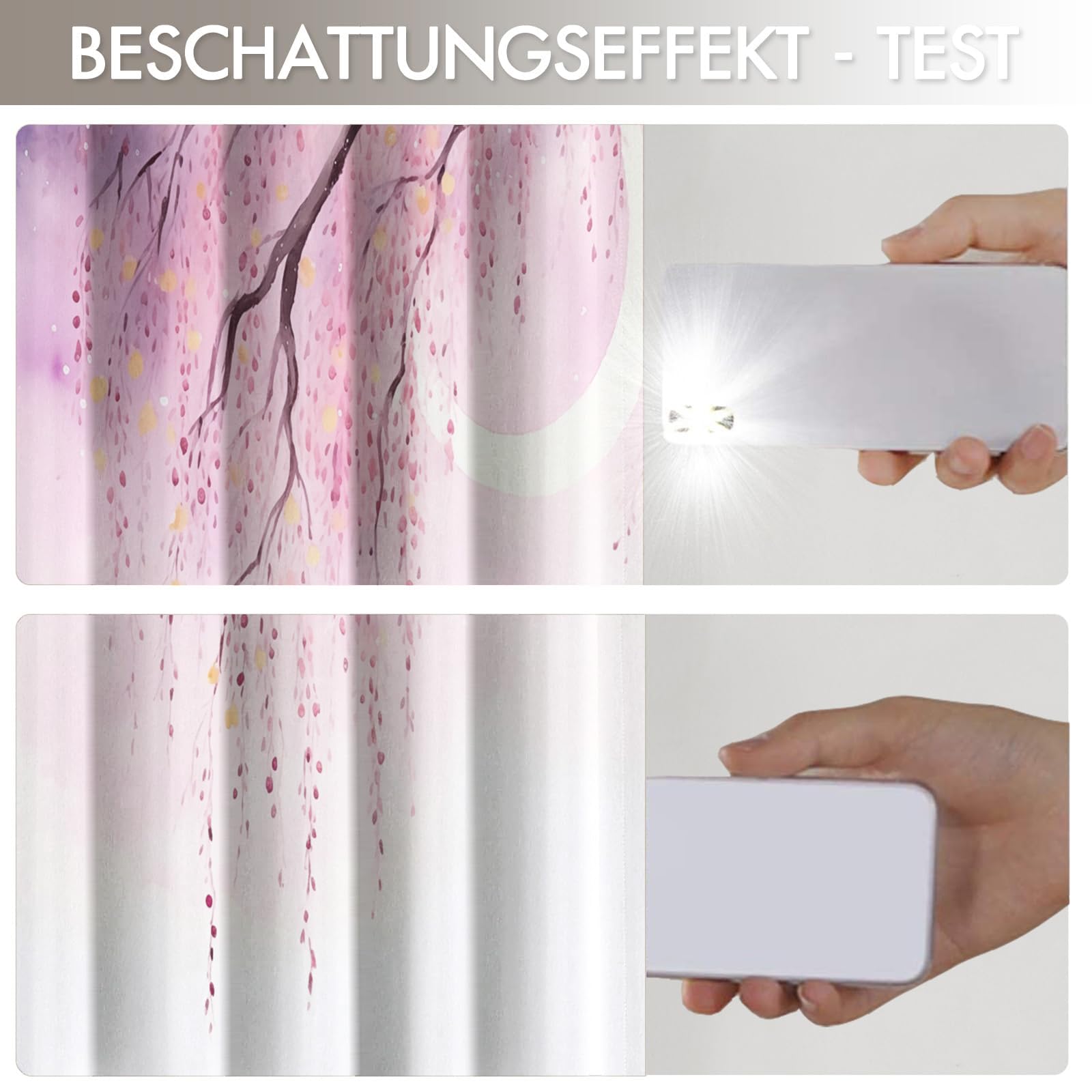Rideaux Occultant Ciel Lunaire Saule Lot De 2 140Lx240H Cm, Rideau Thermique Anti Froid Poudre Blush Rideau Opaque Aquarelle Rêveuse À Oeillets Cloisons Draperies pour Chambre Salon