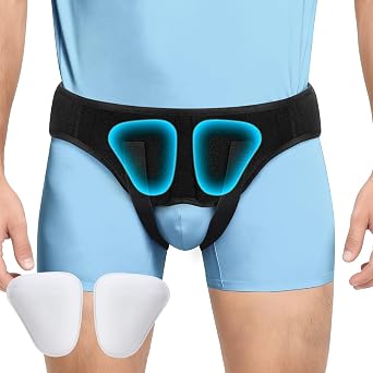 DREAMSOME Inguinal Hernia Support Belt for Men & Women, Adjustable Groin Brace with 2 Removable Compression Pads, Single/Double Side Support for Post-Surgery Recovery Medium