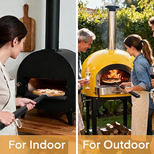 Miniatura 7 de Pela giratoria de pizza de 9 pulgadas, aluminio perforada con mango largo de 31 pulgadas, accesorios para horno de pizza para hornear pizzas caseras