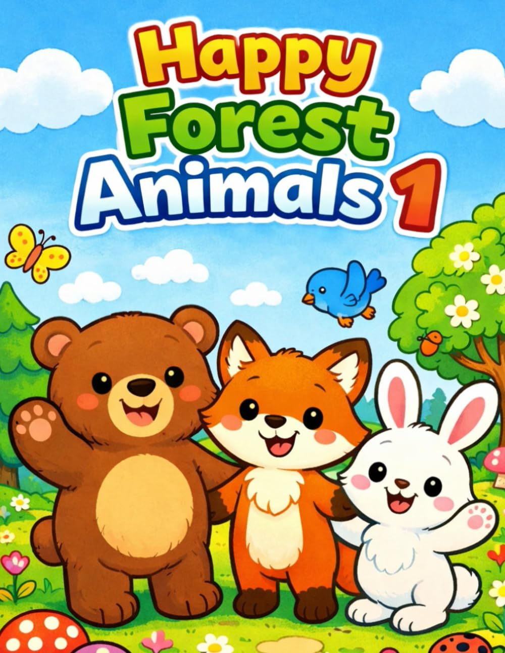Happy Forest Animals 1: Children's Coloring Book