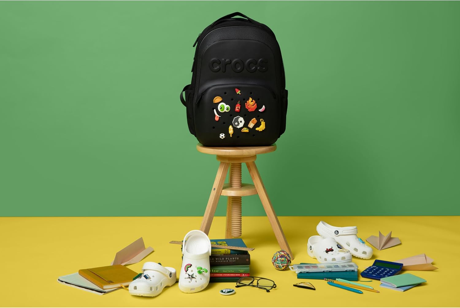 Crocs Classic Backpack, Personalize with Jibbitz Charms, Black, One Size