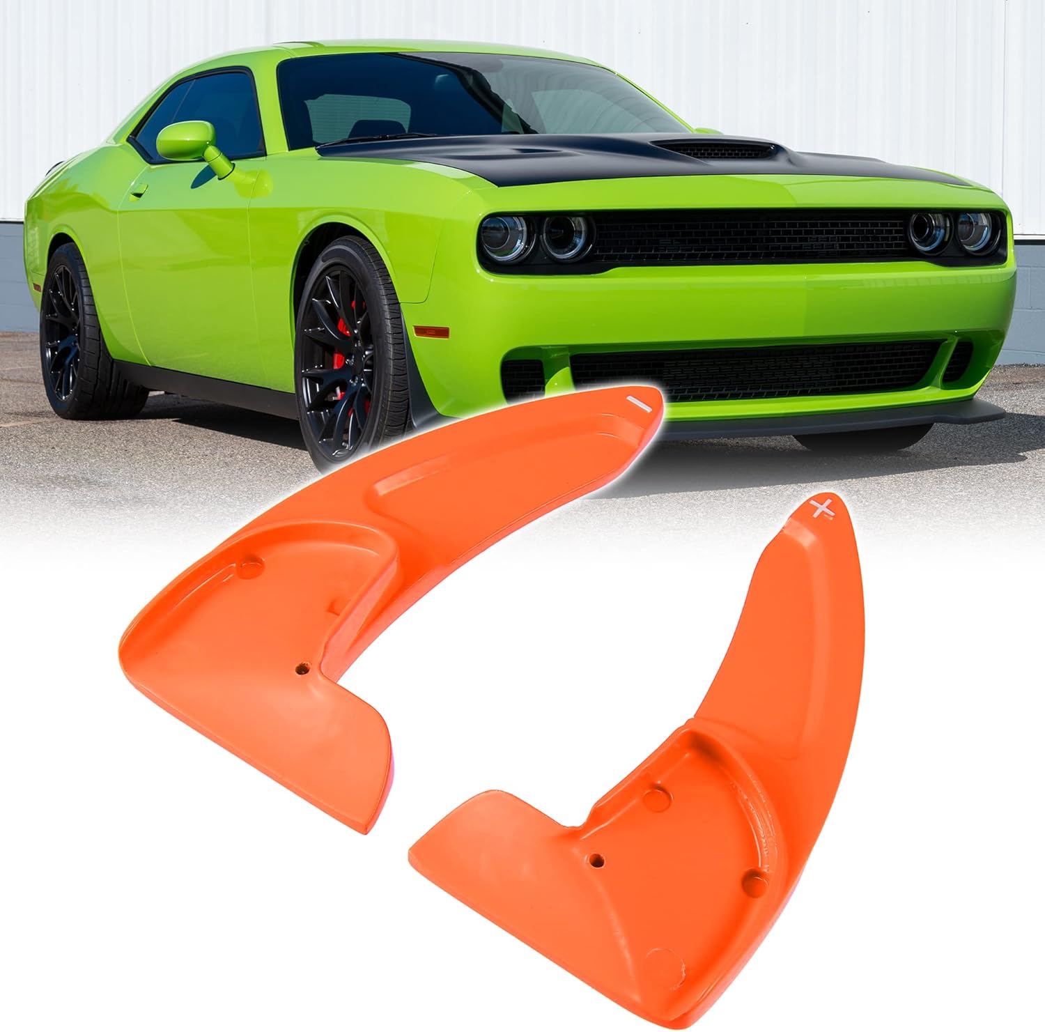 X AUTOHAUX Pair Orange Steering Wheel Shift Paddle Shifter Extension Cover Accessories for Dodge Challenger Charger 2015-2021 for Dodge Durango 2014-2020