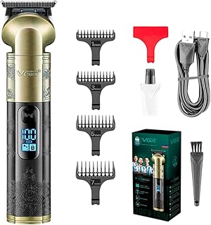 ماكينة حلاقة احترافية v-296 بشفرة من الفولاذ المقاوم للصدأ مطلية بالتيتانيوم ببطارية ليثيوم 1200 مللي أمبير في الساعة بسلك / شحن USB لاسلكي