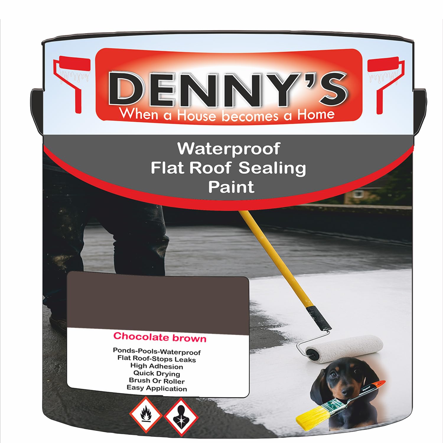SCOOBYS PAINTS BACK IN THE MIX Chlorinated Rubber Flat Roof Paint – Waterproof Roof Sealer & Leak Repair Coating, Quick Drying, High Adhesion (Chocolate brown, 1 Litre Tin)