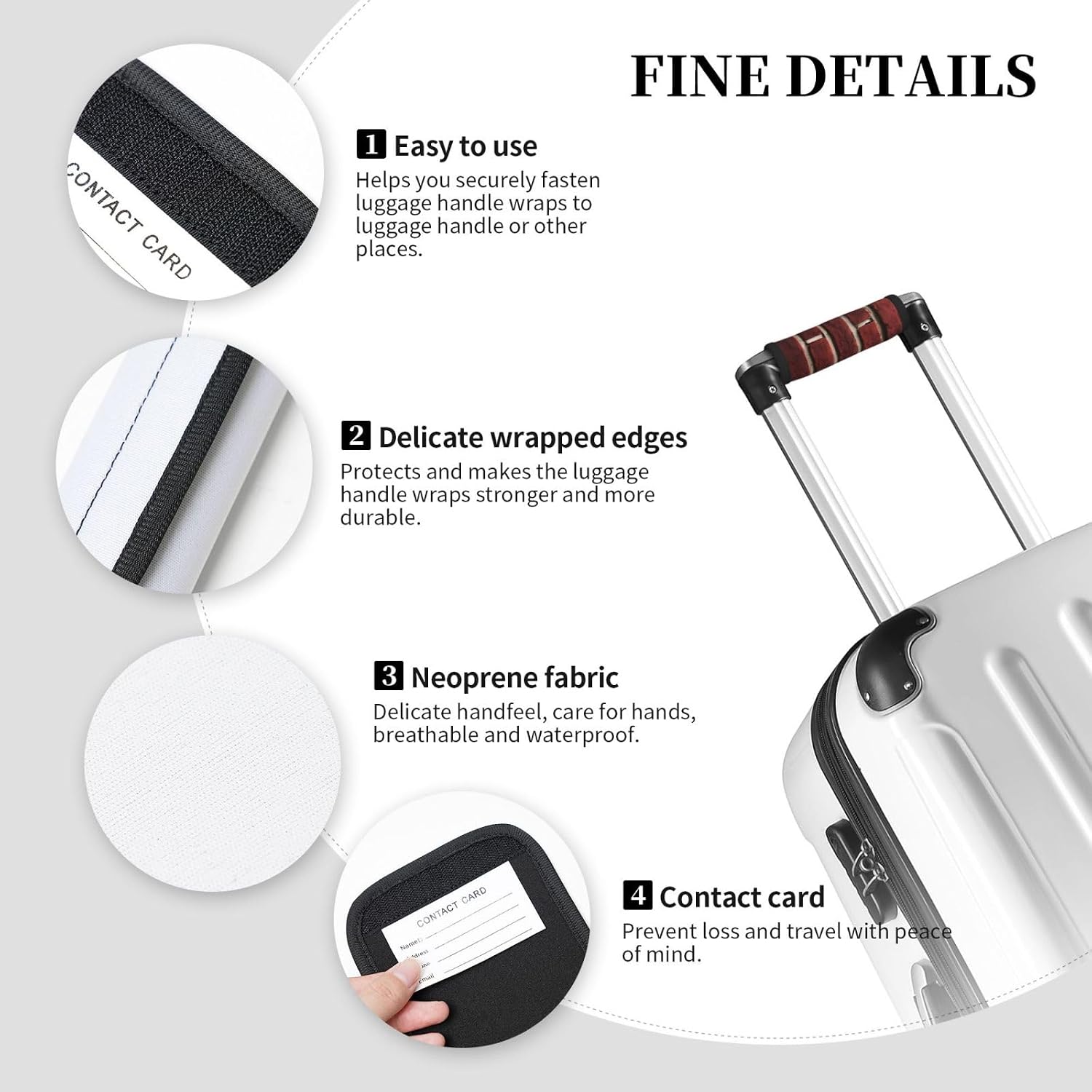 Brick Red Stone Print Luggage Handle Wraps Luggage Identifiers Soft Neoprene Luggage Handle Wraps for Suitcase Trolley Handle Grip Cover 2 Pack Luggage Tags